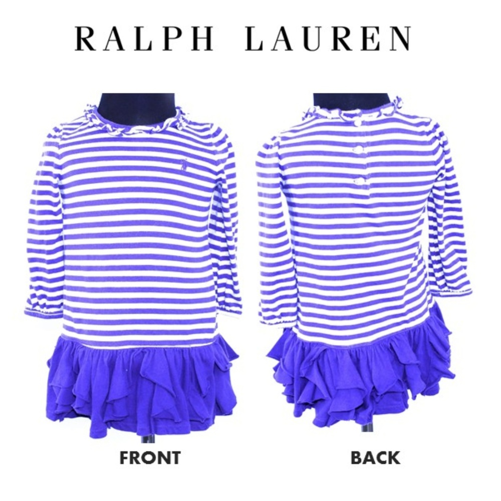 RALPH LAUREN Long Sleeve Ruffle Hem Dress 18M   🌸